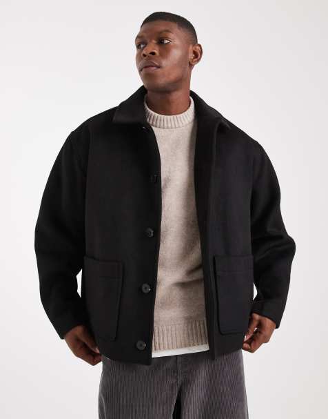 ASOS DESIGN - Giacca oversize effetto lana nera - view 1