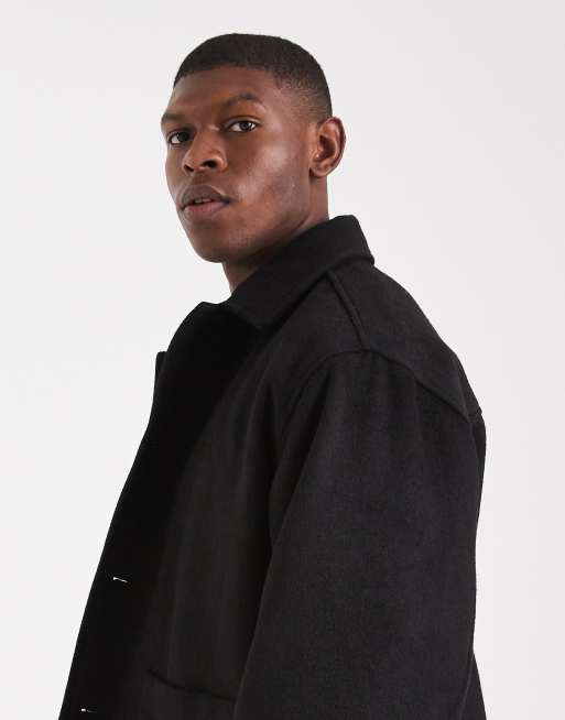 ASOS DESIGN - Giacca oversize effetto lana nera, 4 di 5