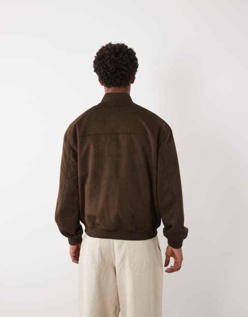 ASOS DESIGN - Giacca oversize in camoscio sintetico marrone, 4 di 5