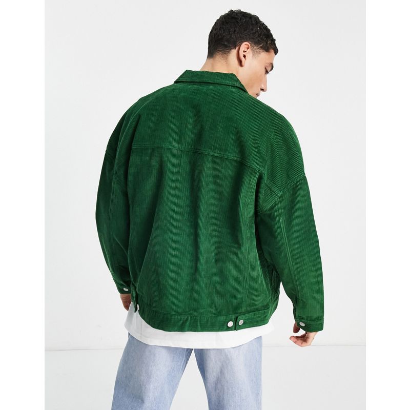 Camicie casual Ufd09 DESIGN - Giacca oversize in velluto a coste verde scuro