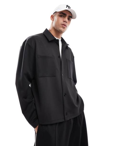 ASOS DESIGN - Giacca oversize nera in tessuto scuba - view 1