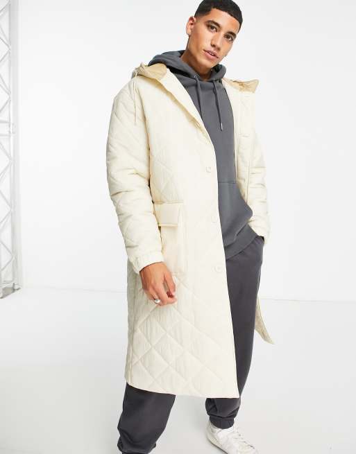 ASOS DESIGN - Giacca parka trapuntata color pietra
