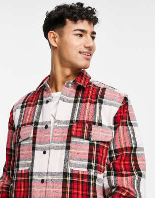 Giacca rossa e bianca in flanella a quadri scozzesi-Rosso - ASOS DESIGN Camicia donna  - immagine1