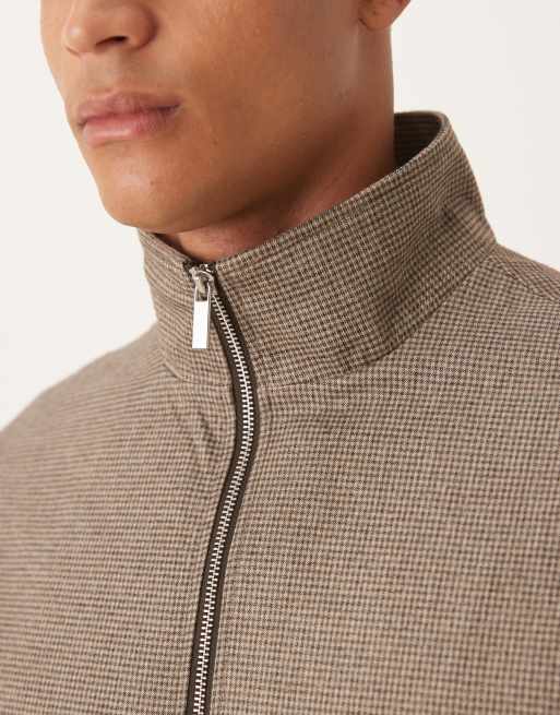 ASOS DESIGN - Giacca sblusata elegante marrone a quadri piccoli con collo a imbuto in coordinato, 5 di 5