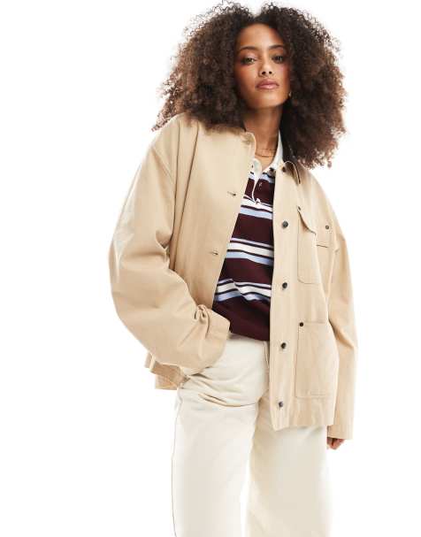 ASOS DESIGN - Giacca semplice color pietra con colletto in velluto a coste - view 1