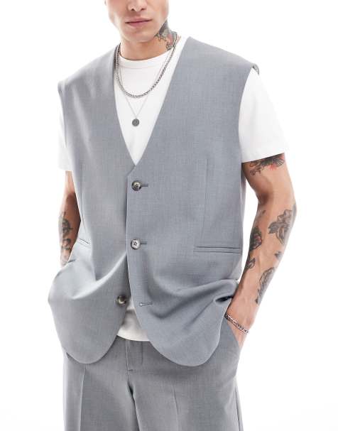 ASOS DESIGN - Giacca senza maniche elegante e comoda taglio lungo grigia in coordinato - view 1