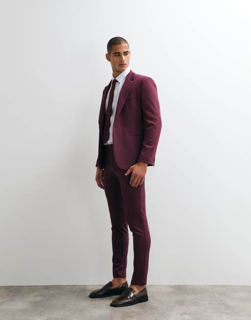 ASOS DESIGN - Giacca skinny da abito bordeaux, 2 di 5