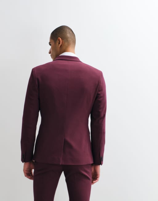 ASOS DESIGN - Giacca skinny da abito bordeaux, 3 di 5