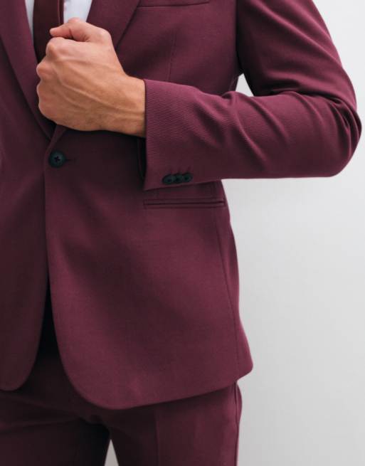 ASOS DESIGN - Giacca skinny da abito bordeaux, 4 di 5