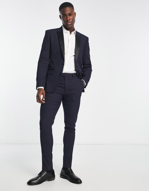 ASOS DESIGN - Giacca skinny da smoking blu navy