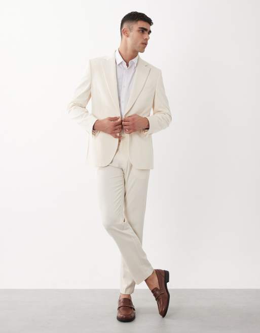 ASOS DESIGN - Giacca slim da abito écru, 3 di 5