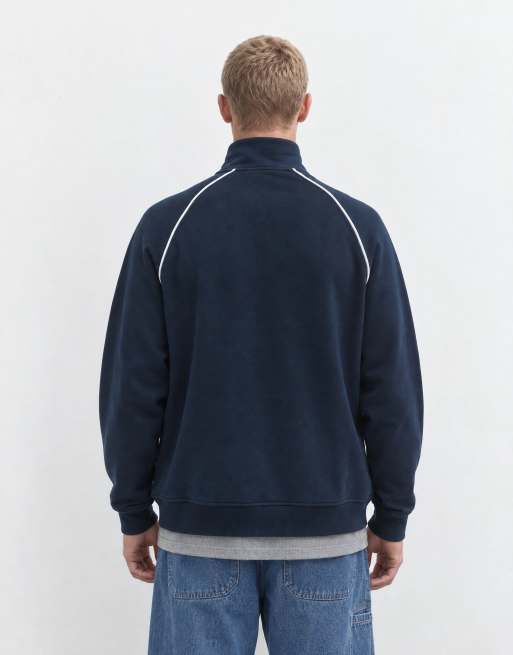 ASOS DESIGN giacca sportiva comoda coordinata con profili a contrasto in blu navy, 9 di 9