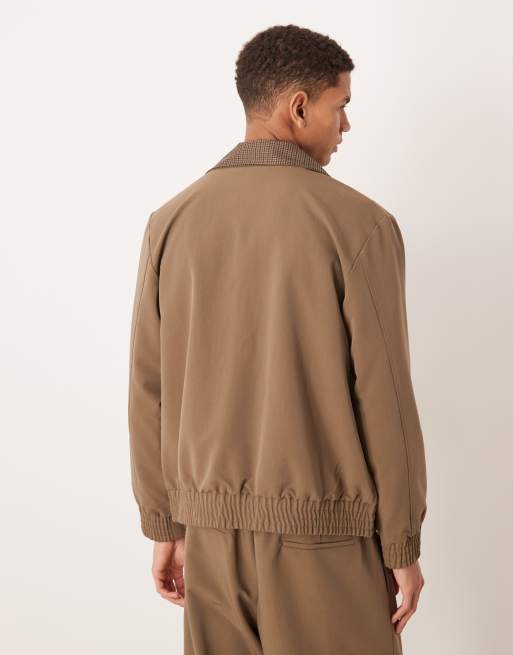 ASOS DESIGN - Giacca sportiva elegante marrone con colletto a contrasto in coordinato, 3 di 5