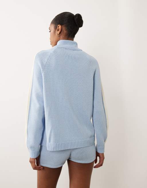 ASOS DESIGN - Giacca sportiva micro in maglia blu a righe in coordinato, 4 di 4