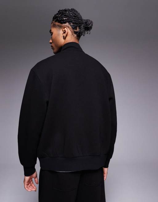 ASOS DESIGN - Giacca sportiva oversize in jersey nero con zip in coordinato, 4 di 4