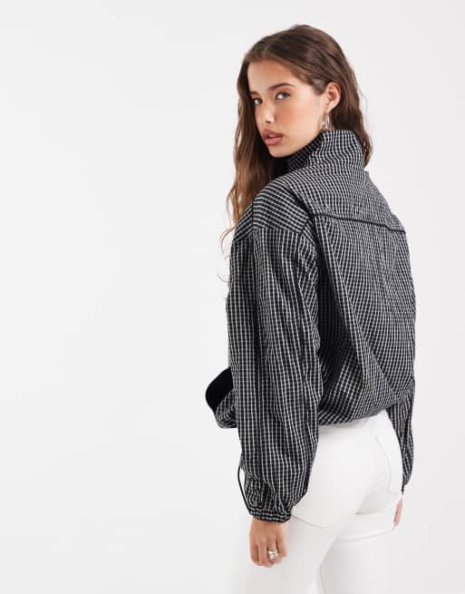 ASOS DESIGN - Giacca sportiva oversize nera e bianca a quadri, 4 di 4