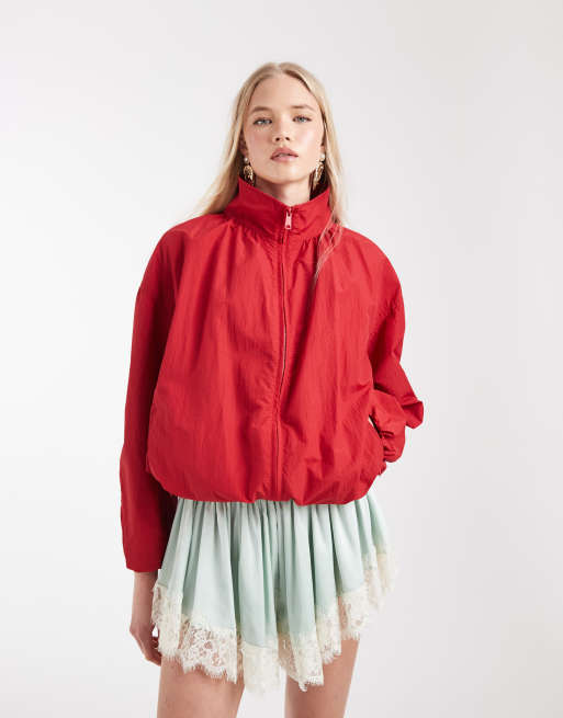 ASOS DESIGN - Giacca sportiva oversize rossa con fondo a palloncino, 3 di 7