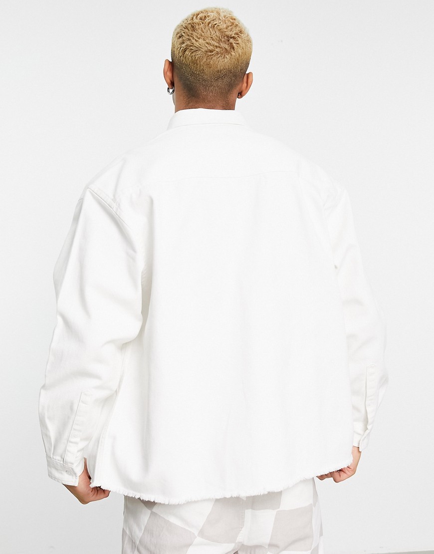 Giacca squadrata bianca con bordi grezzi-Bianco - ASOS DESIGN Camicia donna  - immagine1