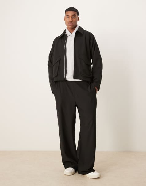 ASOS DESIGN - Giacca squadrata oversize nera in tessuto scuba - view 1