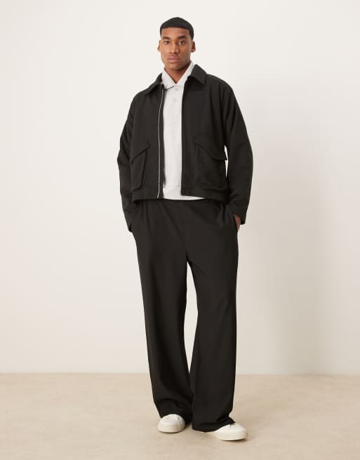 ASOS DESIGN - Giacca squadrata oversize nera in tessuto scuba