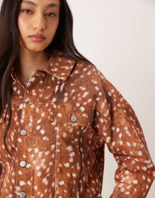 ASOS DESIGN - Giacca stile western in denim con motivo effetto cervo, 4 di 4