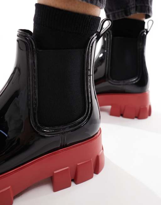 Red chelsea cheap rain boots