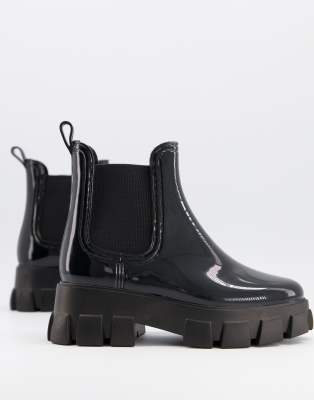 black ankle welly boots