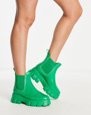 ASOS DESIGN Giana chunky chelsea rain boots in green