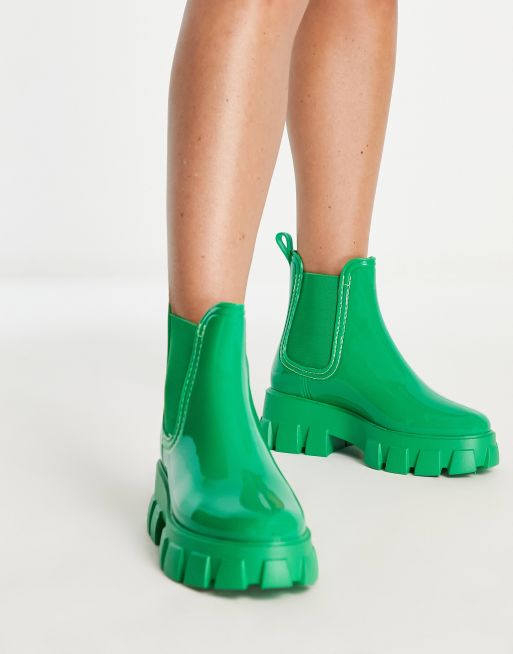 Green chelsea cheap rain boots