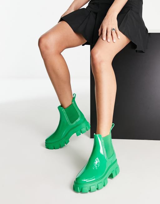 Green chelsea cheap rain boots