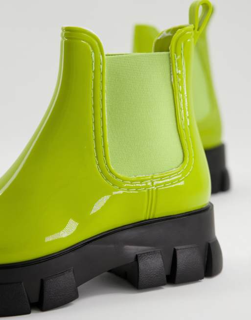 ASOS DESIGN Giana chunky chelsea rain boots in lime