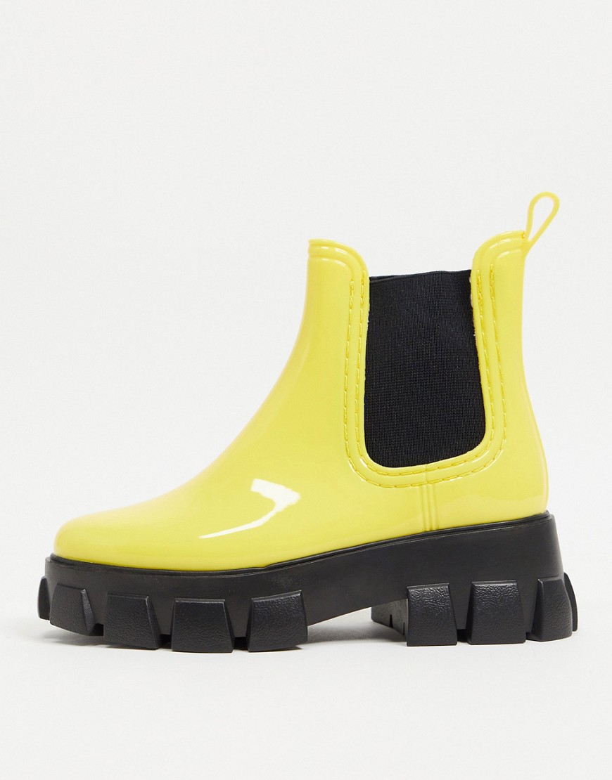 Asos Design Giana Chunky Chelsea Rain Boots In Yellow