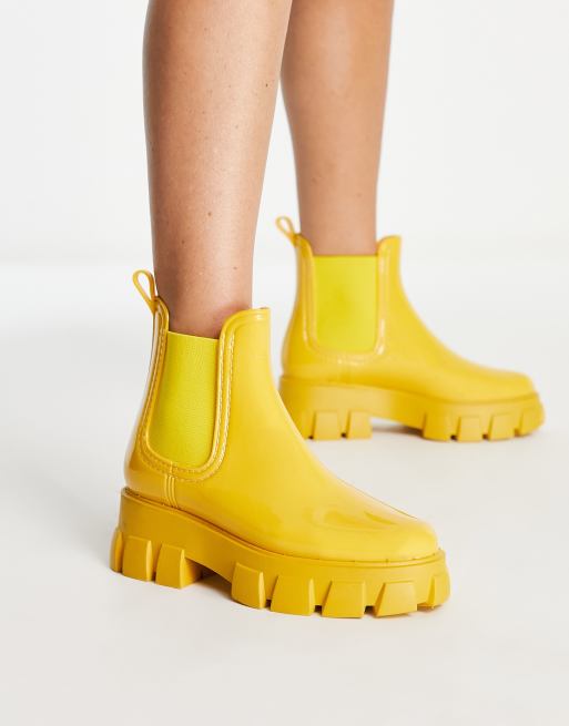 ASOS DESIGN – Giana – Gula grova chelseaboots i vattentåligt material