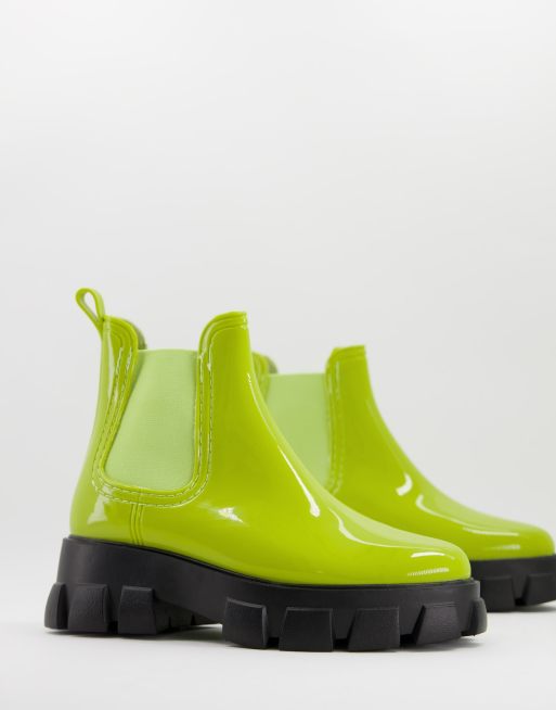 ASOS DESIGN – Giana – Limegröna grova chelseaboots i vattentåligt material