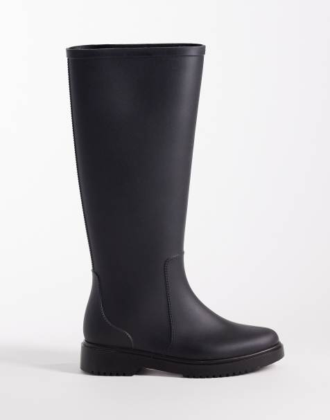 ASOS DESIGN Gigi welly boots in black - view 1