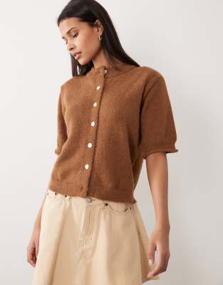 ASOS DESIGN - Gilet à manches courtes et bords roulés - Caramel-Auburn