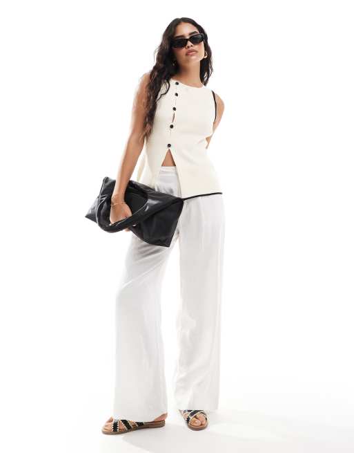 ASOS DESIGN - Gilet asimmetrico in maglia con bordi a contrasto, 2 di 4