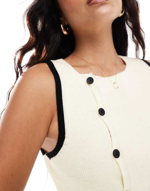 ASOS DESIGN - Gilet asimmetrico in maglia con bordi a contrasto, 3 di 4