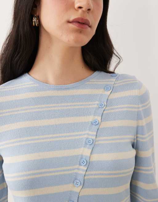 ASOS DESIGN - Gilet asymétrique en maille fine à rayures - Bleu, 2 de 4
