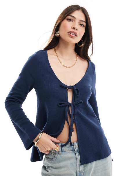 ASOS DESIGN - Gilet avec liens devant - Bleu marine - view 1
