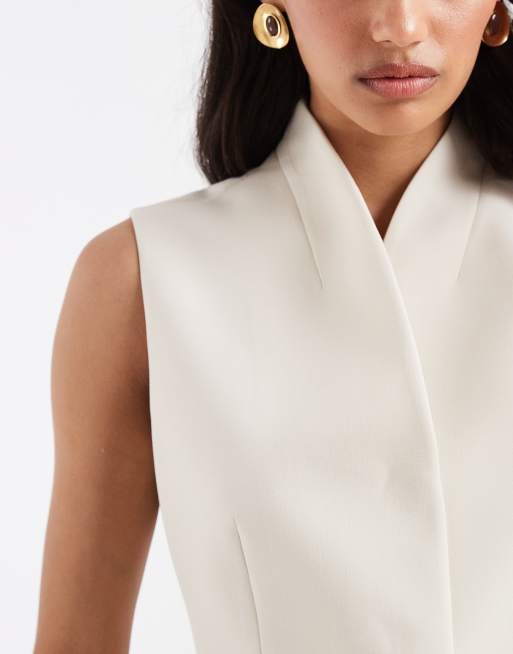 ASOS DESIGN - Gilet avvolgente color avorio, 3 di 4