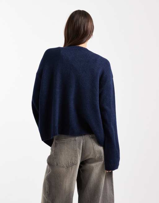 ASOS DESIGN - Gilet bord à bord en maille avec poches plaquées - Bleu marine, 3 de 4