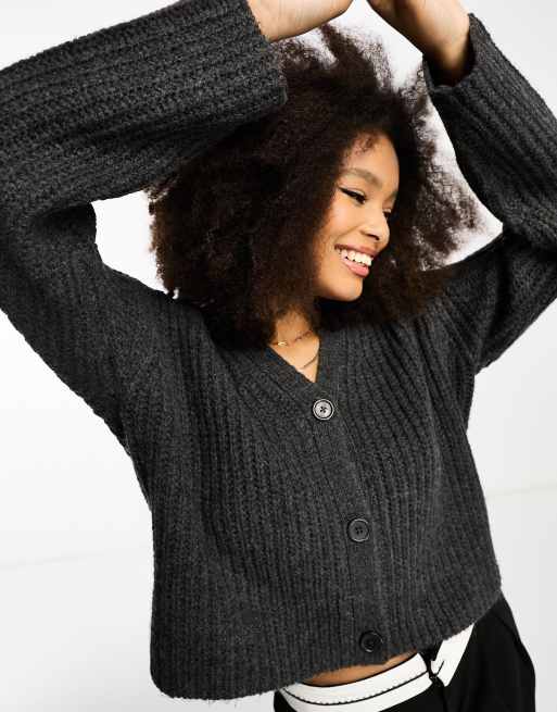 ASOS DESIGN - Gilet boutonné coupe carrée courte - Anthracite