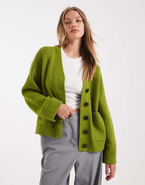 ASOS DESIGN - Gilet boyfriend boutonné avec poches à l'avant - Olive - view 1