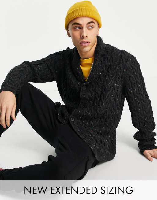 ASOS DESIGN - Gilet châle en maille torsadée - Gris anthracite