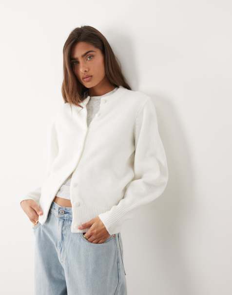 ASOS DESIGN - Gilet cintré en laine mélangée à col ras de cou avec boutons dissimulés - Crème - view 1