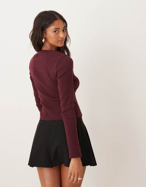 ASOS DESIGN - Gilet cintré en tissu côtelé avec boutonnage - Prune, 2 de 4