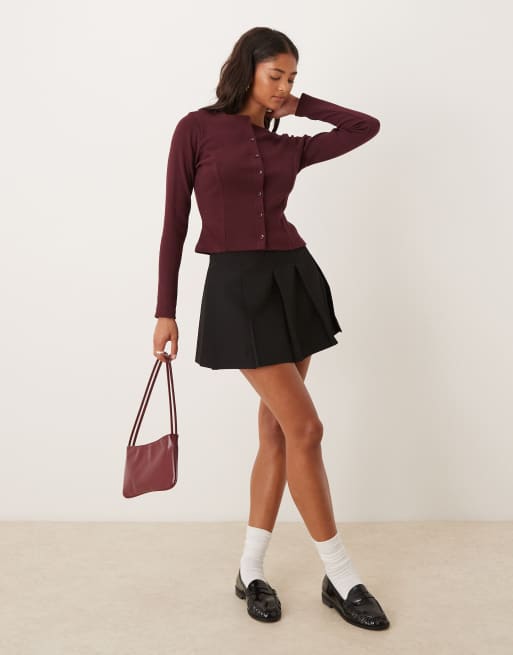 ASOS DESIGN - Gilet cintré en tissu côtelé avec boutonnage - Prune, 3 de 4