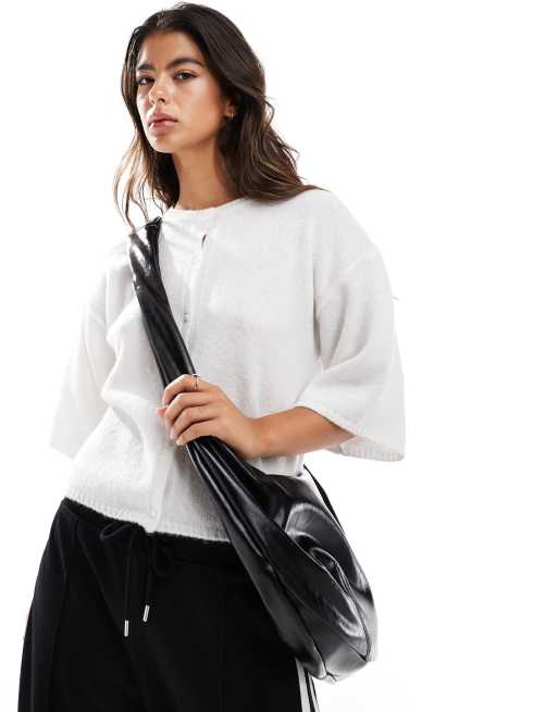 ASOS DESIGN - Gilet color crema in maglia soffice oversize