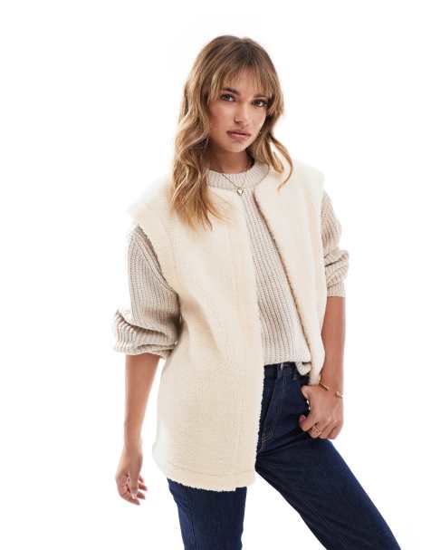 ASOS DESIGN - Gilet color crema in pile borg - view 1